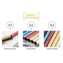 14 Pcs Metal Reusable 304 Stainless Steel Straws Straight Bent Drinking Straw With Case Cleaning Brush Set Party Bar A jllpkO