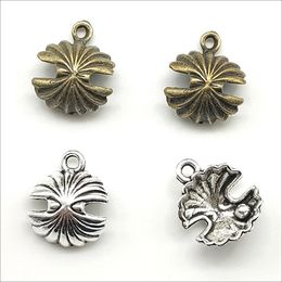 Lot 100pcs Pearl Shell Alloy Tibetan silver Charms Pendants Retro Jewellery Findings DIY Antique Silver Pendant For Bracelet Earrings 15*13mm