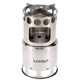 Lixada Portable Wood Stove Firewoods Furnace Outdoor Stove Cooking Lightweight Stainless Steel Picnic Camping Wood Stove 211224