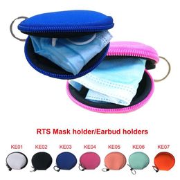 Multifunctional Neoprene Small Purse Zipper Coin Purse Face Mask Holder For Earphone Bags Purse Zipper Pouch with Keyring