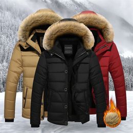 Men's Windbreaker Jackets Waterproof Fur Hooded Coats Male Casual Coat Mens Clothing Winter Outwear Parka Big Pocket Homme 201217