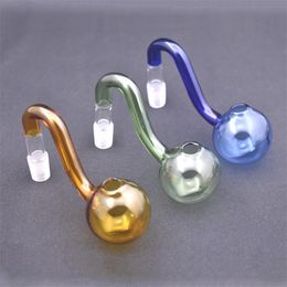 colorful Glass oil burner pipe 10mm 14mm 18mm Male Female for glass bong smoking accessories