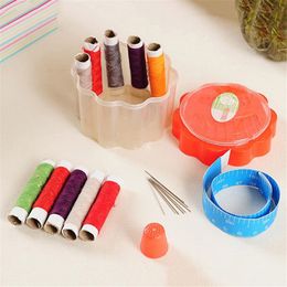 Portable Travelling Sewing Kits Needle Thimble Measuring Tape Sewing Tools Accessories Set with Plastic Case Organiser Box