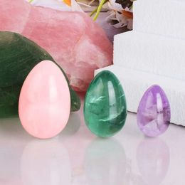 3Pcs Set Beauty Natural Stone Yoni Egg Undrilled Mixed Rose Quartz Amethyst Fluorite Massage Ball Kegel Exercise Women Vagina Pelvic Muscle