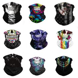 Scarves Arrivals Halloween Skull Face Cover Cooling Neck Gaiter Custom Tube Bandana Cycling Headwear Magic Breathable Scarf