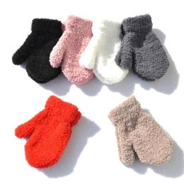 Warm Baby Gloves Plush Children Girls Mittens Solid Thicken Kids Boy Glove Furry Soft Gloves Christmas Kids Gift 6 Colours DW6097