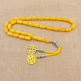 Yellow Resin tasbih 33 bead ambers Colour Muslim man Rosary Eid gift yellow Metal tassel islamic bracelet Turkish Jewellery Misbaha Y200730