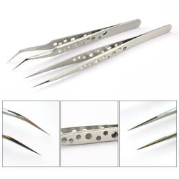 Loose Diamonds Tweezers Bend Straight Stainless Steel Industrial Cross Excellent Quality Rhinestone Tool