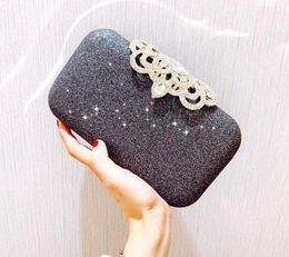 2022 Black Silver Women Evening Bag Party Banquet Glitter Bag For Women Girls Wedding Clutches Handbag Chain Shoulder Bag 07