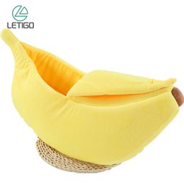 Banana Cat Bed House Cotton Soft Winter Warm Nest for Cats Portable Pet Basket Supplies Mat 3 Sizes Cat Sleeping Pad Cave 201111