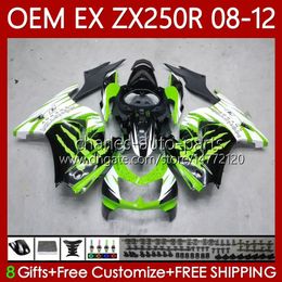 Injection OEM For KAWASAKI NINJA ZX-250R EX250 ZX250 R EX ZX 250R 2008-2012 Body 81No.219 EX-250 ZX250R 08 09 10 11 12 Green blk EX250R 2008 2009 2010 2011 2012 Fairing