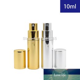 10ml Aluminum Perfume Gold Spray Bottle,Empty Convenient Travel Beauty Scent Refillable Container,Silver Mist Spray Perfume Tube