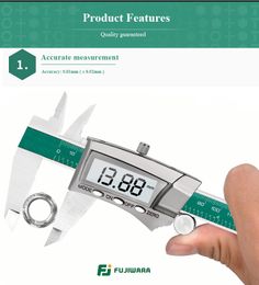 FreeShipping Digital Display Stainless Steel Callipers 0-150mm 1/64 Fraction/MM/Inch LCD Electronic Vernier Calliper IP54 Waterproof