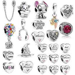 2022 New luxury Real 925 Sterling Silver Family members fairy hugging hot air balloon beads charms Fit pandora bracelet For Women fashion DIY Jewellery