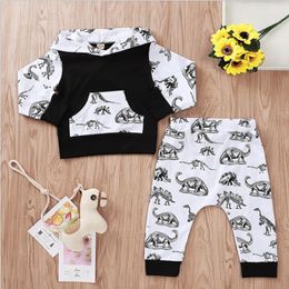 Baby Boy Clothing Sets Dinosaur Printed Hoodie Sweatshirt Pants 2PCS Sets Long Sleeve Boys Outfits Boutique Baby Clothes BT4406