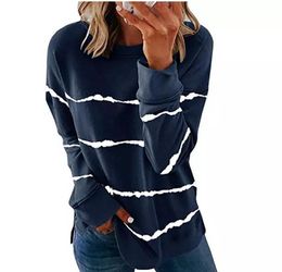 New Autumn Tops 5XL Large Size Women Tie Dye Stripe T Shirt Casual Long Sleeve Oversized Loose Tee Shirt Fashion Ladies Top 201125