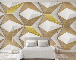 Elegant Geometric 3d Wallpaper Abstract Geometric Triangle Wood Grain Golden TV Background Wall 3d European Style Wallpaper