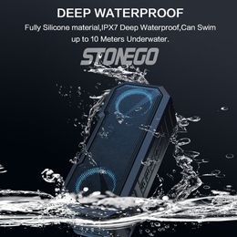 Portable Bluetooth Speaker Wireless Flash Light Speaker TWS Bass Stereo IPX7 Waterproof Loudspeaker FM 12H Playtime