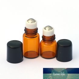 100Pcs/Lot 1ML 2ML Glass Roll on Bottle with Stainless Steel roller Small Essential Oil Roller-on bottle