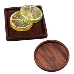 8.8cm Wooden Placemat Fruit Dishes Tea Coffee Cup Pad Coffee Cup Holder Durable Heat Resistant Wood Plate