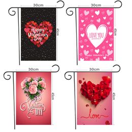 30*45cm Valentines Day Garden Banners Polyester Garden Flag Holiday Atmosphere Decor Garden Banner Blank Flags w-00645