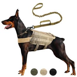 k9 Tactical Pet Dog Harness Vest Leash Nylon Adjustable Military Assault Training Harness Traction for Small Medium Large Dogs 201102