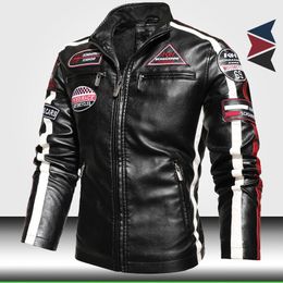 Men's Fashion Moto Leather Jacket Trendy New Biker Leather Jacket with Embroidery Epaulette Men Faux Leather Bomber Jackets 201120