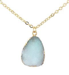 Irregular Natural Stone Necklace Gold Chain Quartz Crystal Necklaces for women Fashion jewelry Will and Sandy Drop Ship