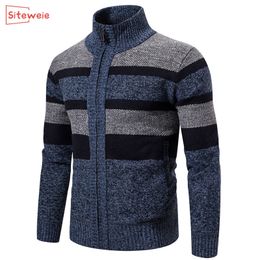 SITEWEIE Men Zipper Sweaters Cardigan Long-sleeve Knitted Casual Turtleneck Outdoor Sports Thicken Coats Ropa De Invierno G470 201022