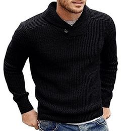 Men's Wool Pullover Cashmere Turtleneck Slim Fit Turn-Down Collar Warm Thick Long Sleeve Clothes Knitted Cotton Casual Sweaters 201021