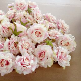 10PCS Artificial Flower Head 10cm Rose Flower For New Year Wedding Decoration DIY Christmas Wreath Gift Floral Silk Party Flower Y200903