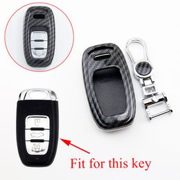 Smart 3 Button Key Case Bag Holder Shell Cover Trim Fit For Audi A4 A5 A6 A7 A8 Q5 SQ5 S5 S6 S7 S8 2013-2018 Accessories Carbon Fibre