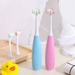 3D Side Sonic Electric Toothbrush Children USB Rechargeable Replacement Smart Ultrasonic Brush Heads 5 Mode Waterproof Timer 220217