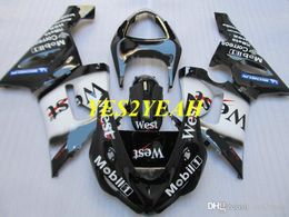 -Kit de carenado de molde de inyección para Kawasaki Ninja ZX6R 05 06 ZX 6R 636 2005 2006 West White Black Blackwork KK04