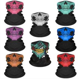 unisex Halloween Cosplay Bicycle Ski Skull Half Face Mask Ghost Scarf Bandana Neck Warmer Party headband Magic Turban balaclava WQ27-WLL