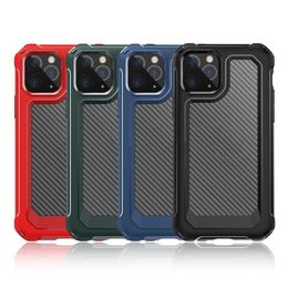 Thicken Carbon Fibre Anti-Fall Armor Back Cover Phone Case For iPhone 12 Mini 12Pro 11 Pro Max XR XS 6 7 8 Plus With Opp Bag Factory Sale