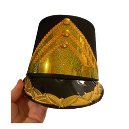 Black Festival Club Party Military Cosplay Hats For Adults And Children Shool Drum Team Top Etiquette Hat For Guard Of Honour