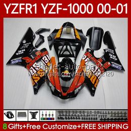 Motorcycle Repsol orange Bodys For YAMAHA YZF-R1 YZF-1000 YZF R 1 1000 CC 00-03 Bodywork 83No.17 YZF R1 1000CC YZFR1 00 01 02 03 YZF1000 2000 2001 2002 2003 OEM Fairing Kit