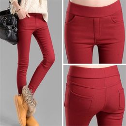 women pants capris pencil pants fleece warm casual pants trousers elastic Winter velvet thick leggings dropshipping 201118