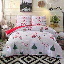 Christmas Bedding Sets 2/3pcs Cartoon Duvet Cover Set Santa Claus Single/Queen/King Size Bed linen Bedclothes Y200111