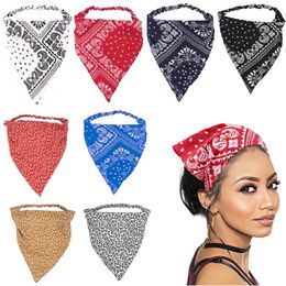 Vintage printing Headbands for Women Elastic Turban Hair Bands Hair Accessories Cute Triangle Headwrap Head Scarf Headwear