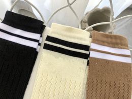 Designer Socks & Hosiery New Designer Cotton Net Hosiery Socks Stockings For Women Fashion Ladies Girls streetwear Sports Stripied Sock Stocking Hot Sale JM2H