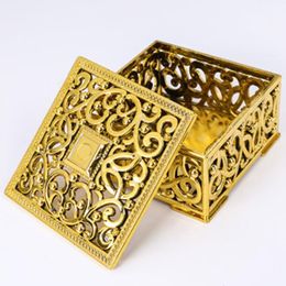 Gift Wrap 12pcs Mini Gold Silver Treasure Box Plastic Hollow Square Candy For Wedding1
