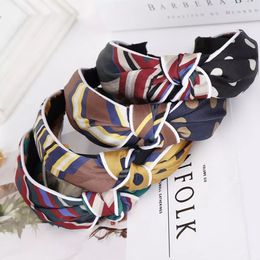 2020 new hair accessories Korean fabric cross two-color printing knotted wide-brimmed headband wash face headband