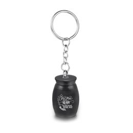 16x25mm Ashes Urn Keychain Cremation Urn Engraved With Feather Aluminum Alloy MIni Memorial Funeral Jar Keepsake