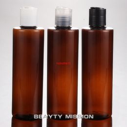 BEAUTY MISSION 24 pcs/lot 250ml brown Disc Top Cap Bottle,Empty Liquid Soap Lotion PET Bottles,Essential Oil Bottlefor shipping