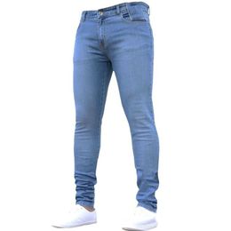 Hot Mens Skinny Jeans Super Skinny Jeans Men Non Ripped Stretch Denim Pants Elastic Waist Big Size European Long Trousers