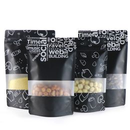 2 Size Black Stand up Plastic Bag Frosted Self-sealing Snack Retail Packaging Bag Wholesale LX2011
