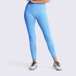 2021 Gym Tights Energy Seamless Tummy Control Yoga Pants High Waist Sport Seamless Leggings Purple Running Pants Women H1221