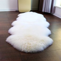 100% GENUINE & THICK WOOL Sheepskin Pelt Rug Shaggy Area Rug for Living Room Sheep Skin Furry rug for Home Decor Fluffy Mat 201225